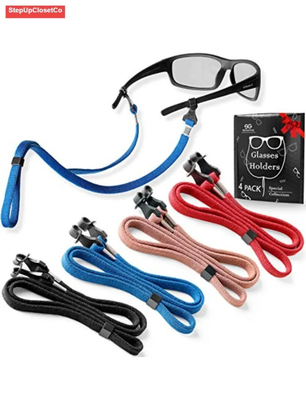 4 Pack Eyeglass Holder Straps Nylon Adjustable Neck Lanyard Sunglass Retainer